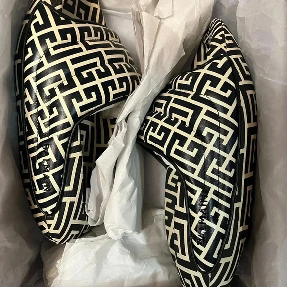 NIB Balmain B-IT monogram-pattern chunky slides mules EU 37 US 7 - Picture 9 of 12